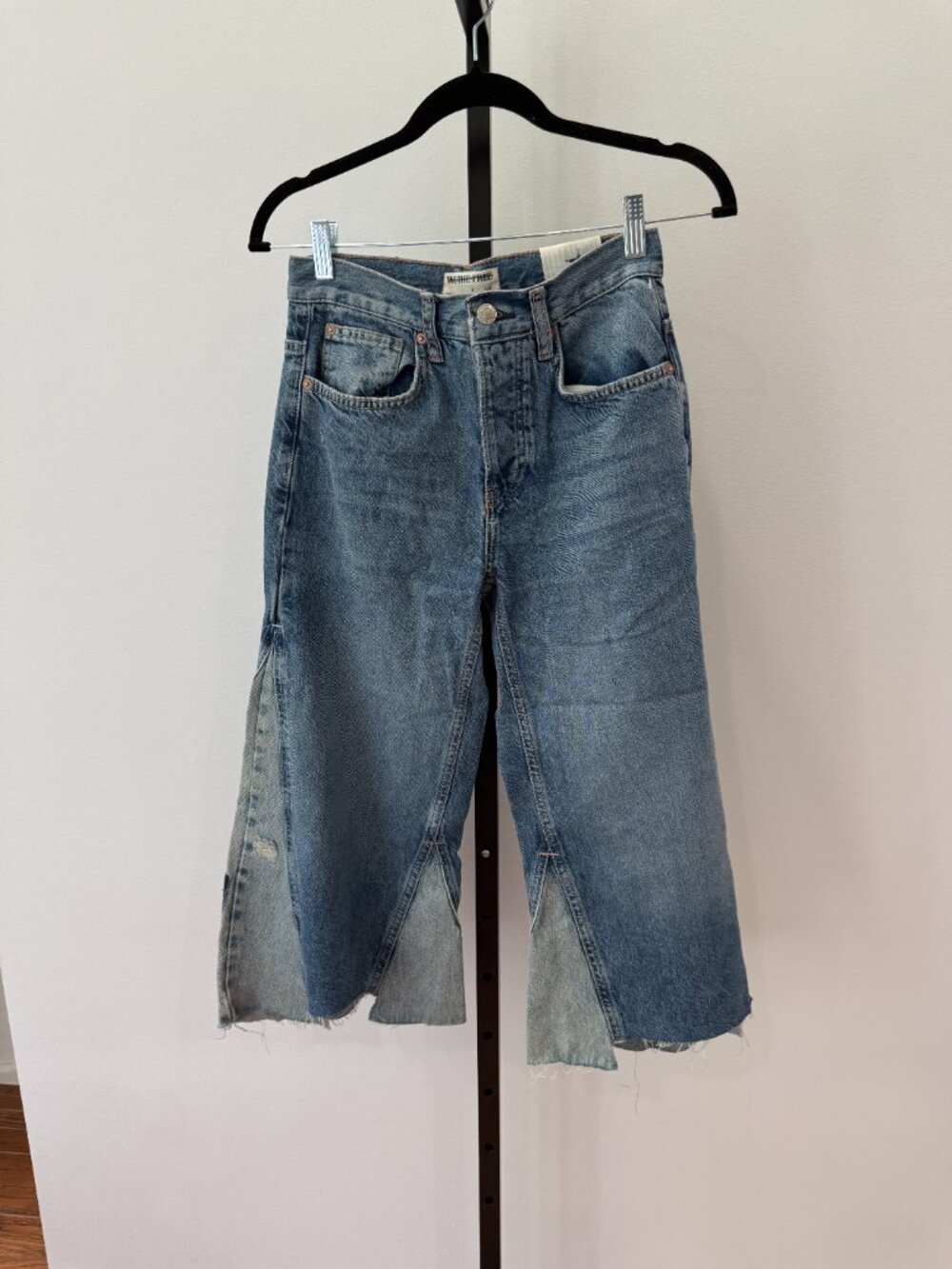 041 Free People We The Free Ripple Wide Leg Cropped Jeans NWT Size 24 - Picture 3 of 4
